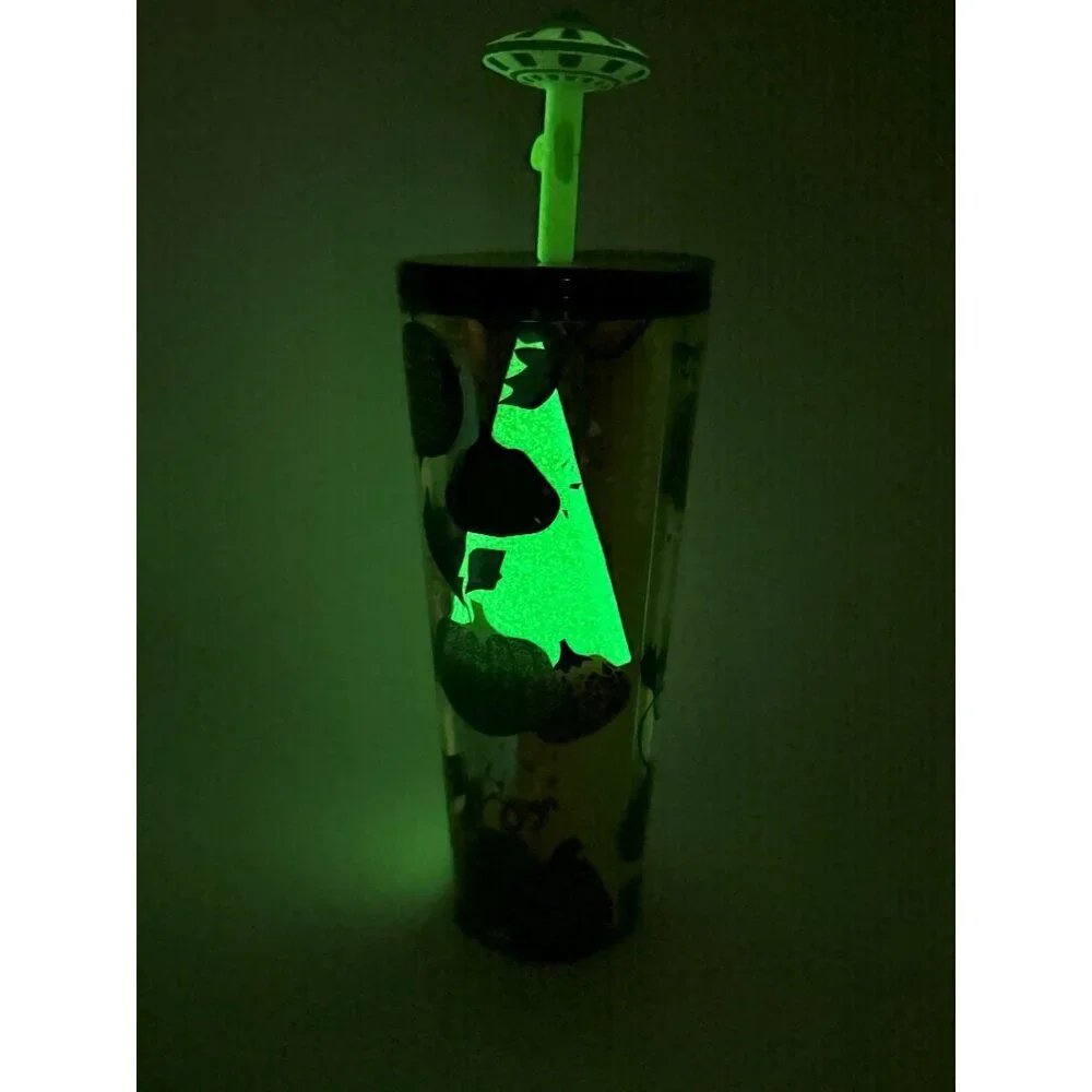 Starbucks 2024 Fall Halloween pumpkins UFO topper glow in the dark venti tumbler